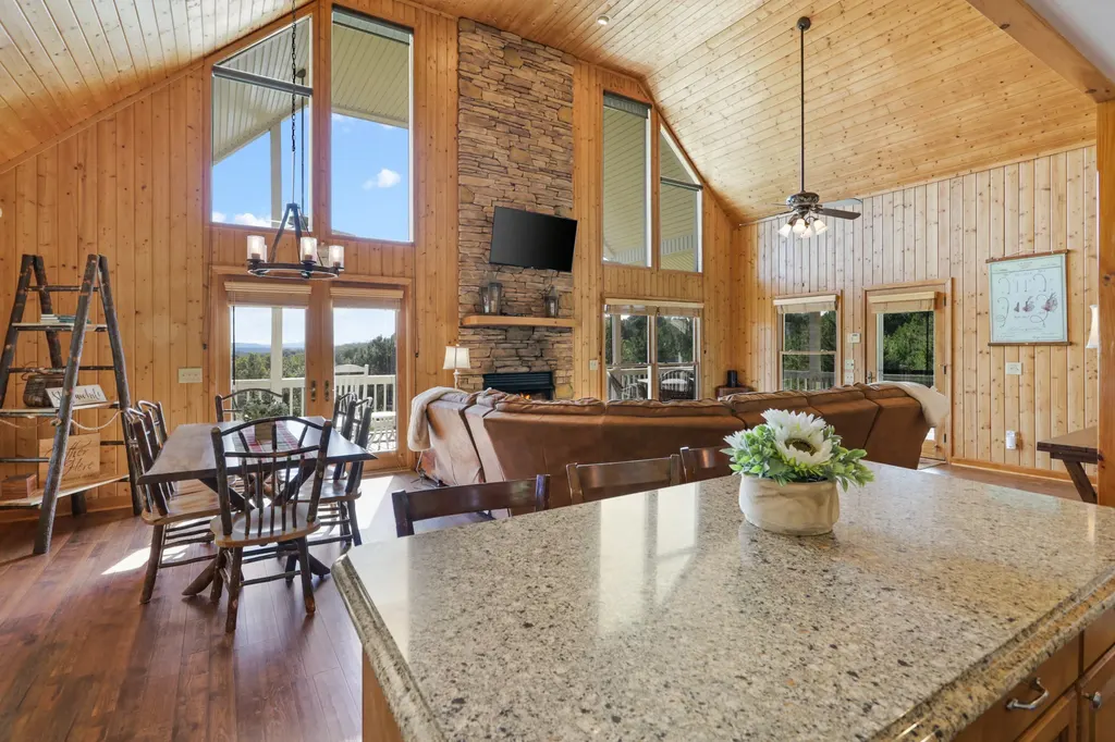 Kitchen island looking into the living room